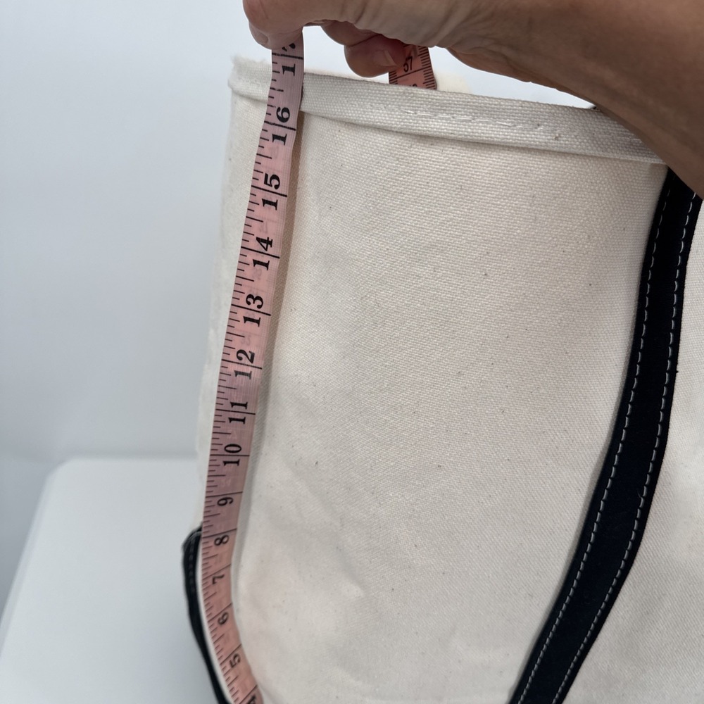 Vintage LL Bean Boat and Tote XL Handle Canvas Bag Natural/Black STIFF Classic - Picture 10 of 11
